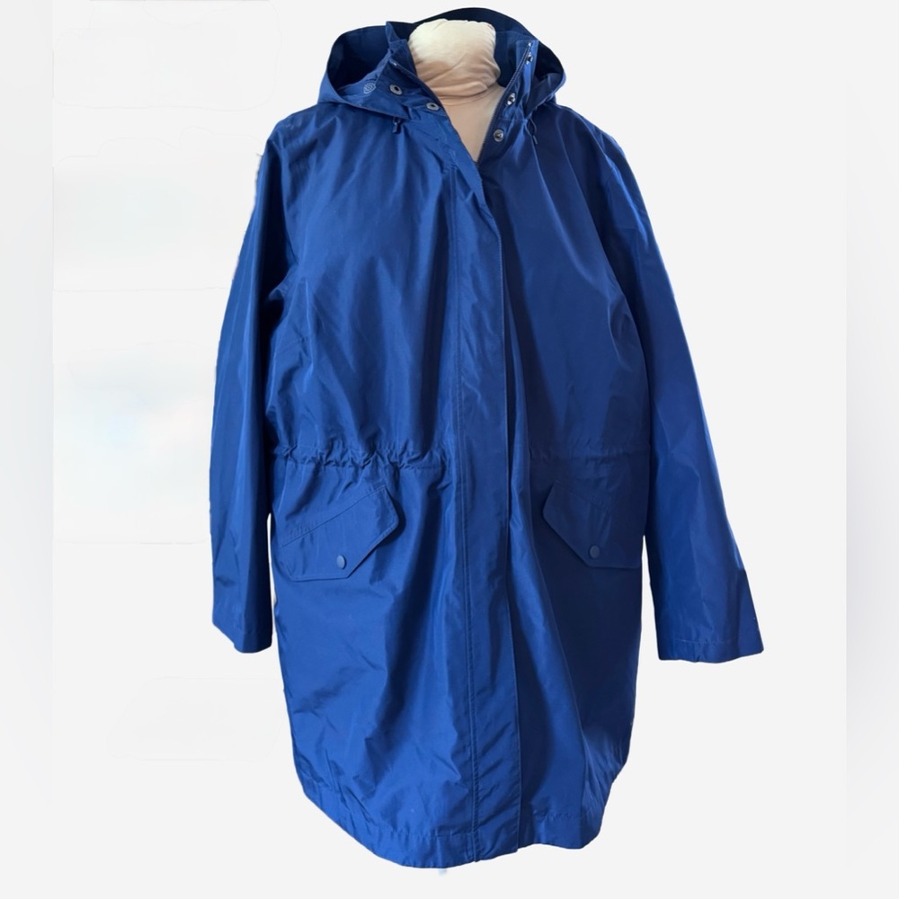 Lands’ End Navy Squall Hooded Waterproof Raincoat • Sealed Seams • Plus Size 2X